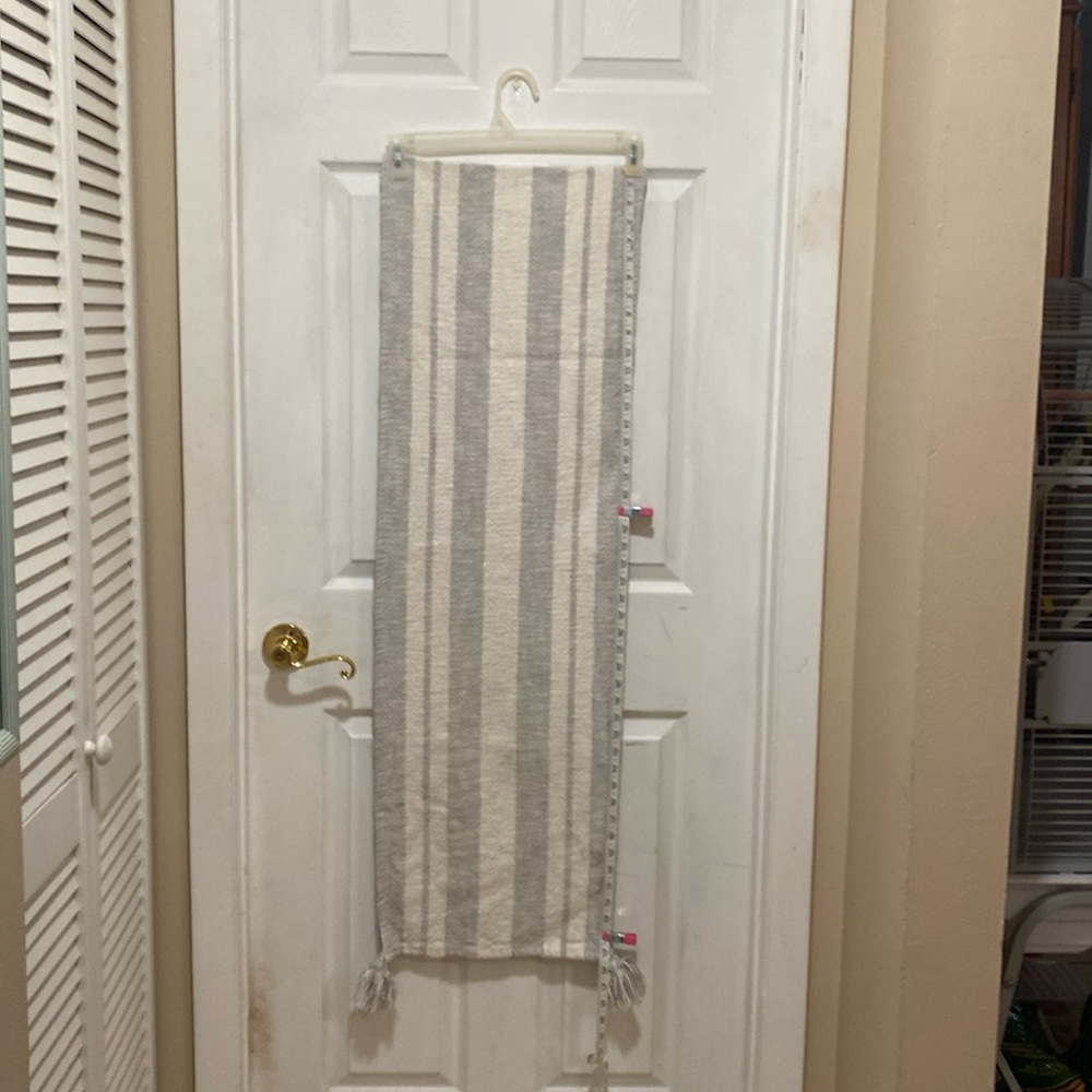 Grey and White Table Runner